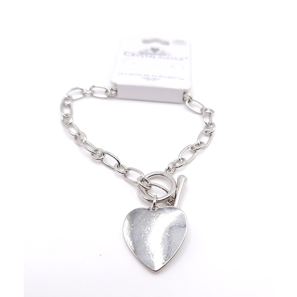 Crystal Avenue Heart Charm‎ Toggle Bracelet NWT